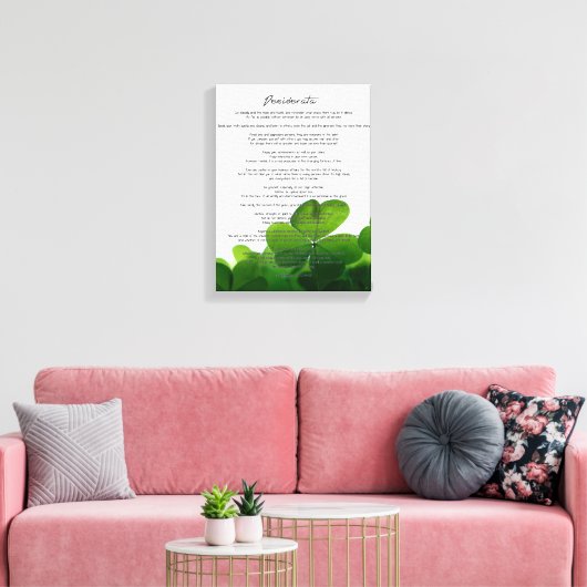 Desiderata "Desired Things on Green Clovers" Leinwanddruck (Insitu (Wohnzimmer))