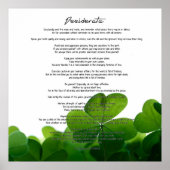 Desiderata "Desired Things on Green Clovers" Poster (Vorne)