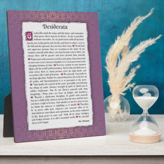 Desiderata - Dinge erwünscht Fotoplatte (Seite)