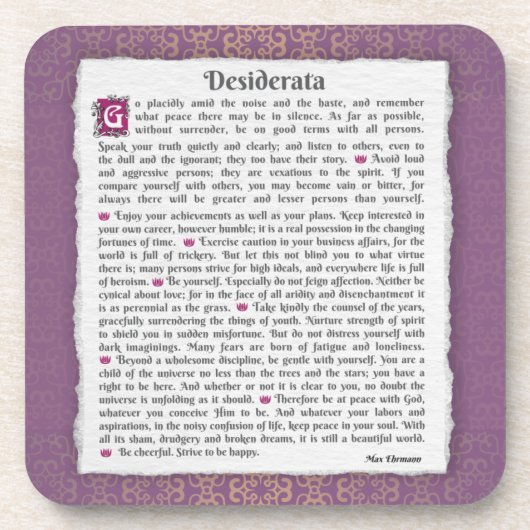 Desiderata - Dinge erwünscht Getränkeuntersetzer (Vorderseite)