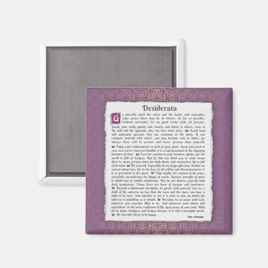 Desiderata - Dinge erwünscht Magnet (Vorderseite/Rückseite)
