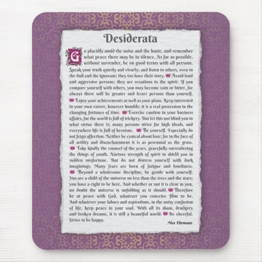 Desiderata - Dinge erwünscht Mousepad (Vorne)