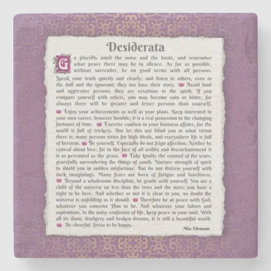 Desiderata - Dinge erwünscht Steinuntersetzer (Vorderseite)