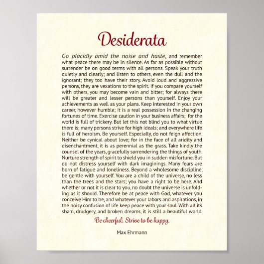 Desiderata-Druck | Desiderata-Kunst Poster (Vorne)