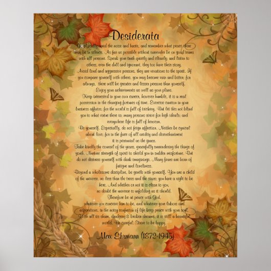 Desiderata "erwünschte Dinge" Herbstblätter Poster (Vorne)