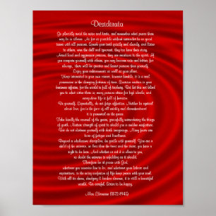 Desiderata "erwünschte Dinge", Prosa auf Rot Poster