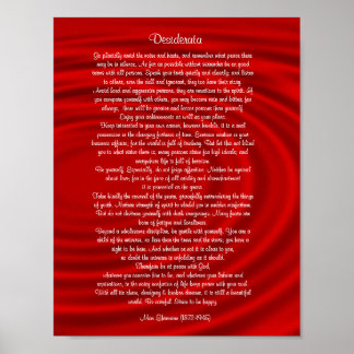 Desiderata "erwünschte Dinge", Prosa auf Rot Poster