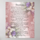 Desiderata "erwünschte Dinge", Prosa über Blumen Poster (Vorne)