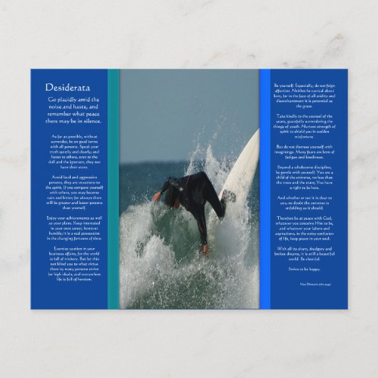 DESIDERATA Face Dive Postkarte (Vorderseite)