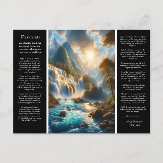 DESIDERATA fließt sanft mit Grau Postkarte (Vorderseite)