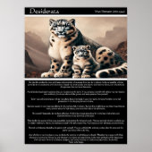 Desiderata: Friedlicher Schneeleopard und Cub Poster (Vorne)