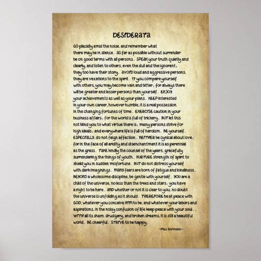 Desiderata Gedicht 8x12 Premium Leinwand Poster (Vorne)