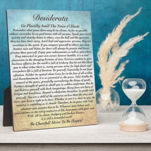 Desiderata Gedicht am Strand von Watercolor Fotoplatte (Seite)