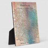 Desiderata Gedicht an einem feinen Sandstrand Fotoplatte (Seite)