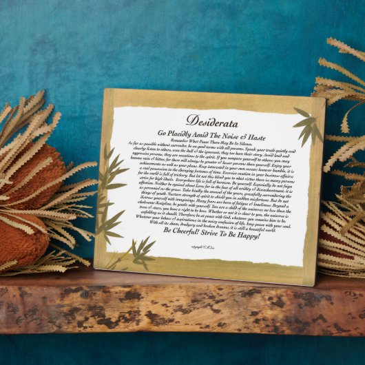 Desiderata Gedicht auf Bamboo Fotoplatte (Seite)