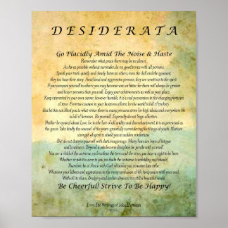 Desiderata Gedicht auf dem Wasserfarbenwald Poster