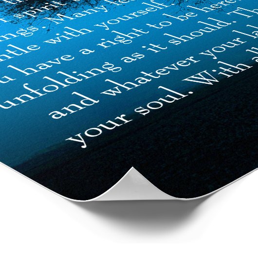 Desiderata Gedicht auf einem magischen blauen Baum Poster (Ecke)