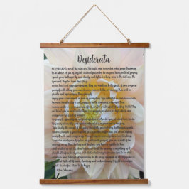 Desiderata Gedicht Blush Pink Dahlia Bloom Wandteppich Mit Holzrahmen