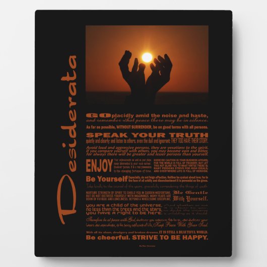 Desiderata Gedicht Gebet bei Sunsent Fotoplatte (Vorderseite)