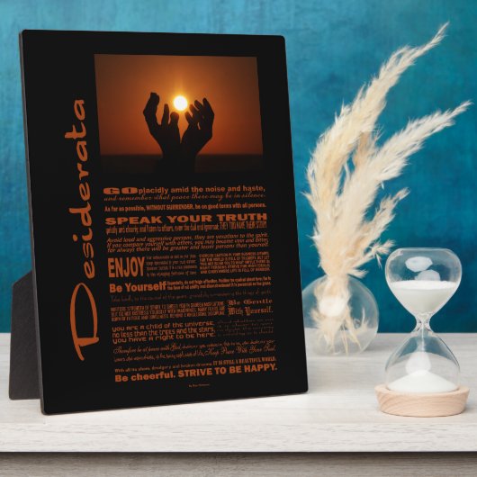 Desiderata Gedicht Gebet bei Sunsent Fotoplatte (Seite)