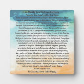 Desiderata Gedicht in blauem Thunder am Strand Fotoplatte (Vorderseite)