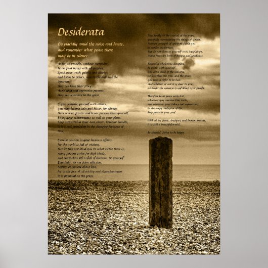 Desiderata Gedicht - Kunst, ich habe Zeit Poster (Vorne)