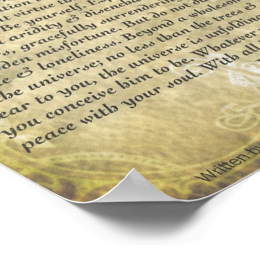 DESIDERATA Gedicht=Max Ehrmann=Antikes Hintergrund Poster (Ecke)