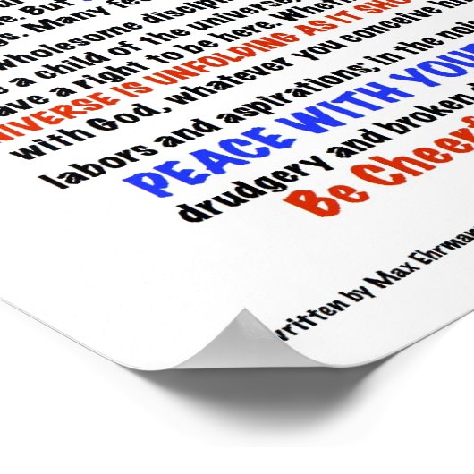 DESIDERATA Gedicht=Max Ehrmann=LIFE-Version Poster (Ecke)