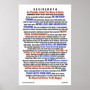 DESIDERATA Gedicht=Max Ehrmann=LIFE-Version Poster