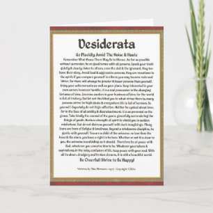 DESIDERATA Gedicht Max Ehrmann-Mittelalterliche Ka Karte