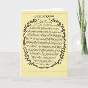 DESIDERATA Gedicht=Max Ehrmann=Sammlung von Pergam Feiertagskarte