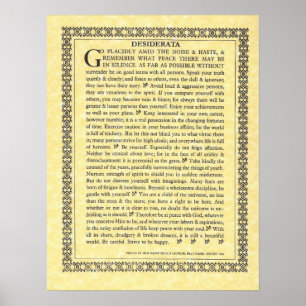 DESIDERATA Gedicht=Max Ehrmann=Sammlung von Pergam Poster