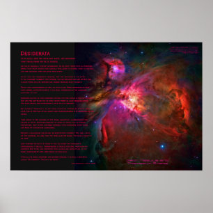 Desiderata Gedicht - Orion Nebula und Trapezium St Poster