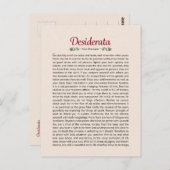 Desiderata Gedicht Postcard Postkarte (Vorne/Hinten)