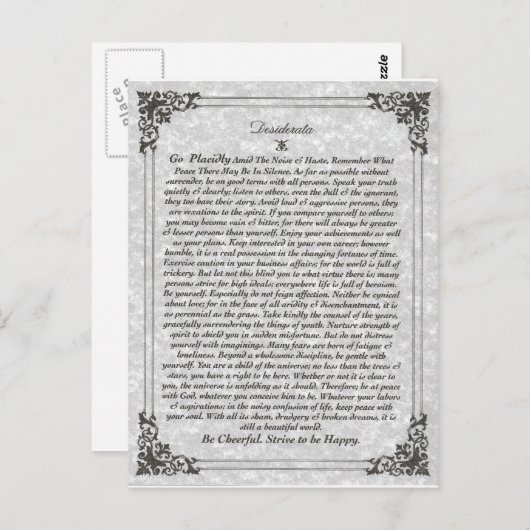 DESIDERATA-Gedicht Postkarte (Vorne/Hinten)