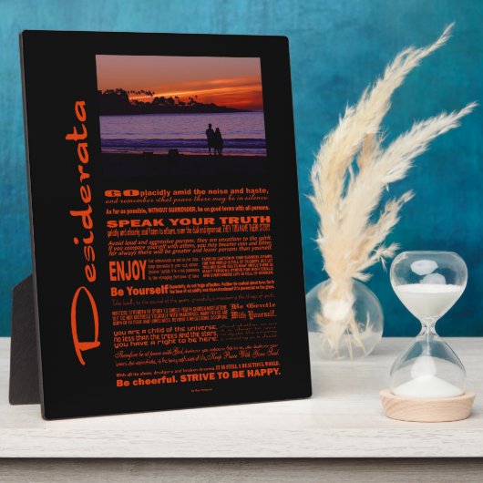 Desiderata Gedicht Romantisches Paar bei Sonnenunt Fotoplatte (Seite)