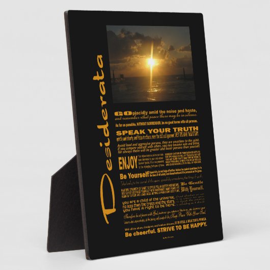 Desiderata Gedicht Sehr hell Sonnenuntergang Fotoplatte (Seite)