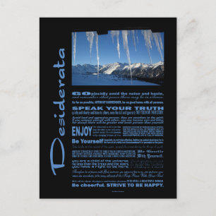 Desiderata Gedicht Ten unter Null Postkarte