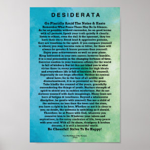 Desiderata Gedicht von Max Ehrmann Abstrakt Waterc Poster