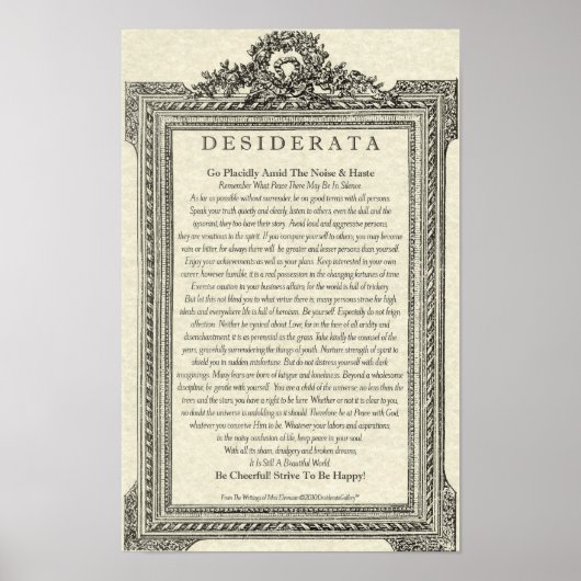 Desiderata Gedicht von Max Ehrmann Antique Mirror Poster (Vorne)