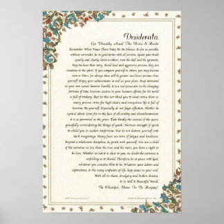 Desiderata Gedicht von Max Ehrmann Floral Medici Poster
