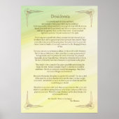 Desiderata Gedicht von Max Ehrmann Poster (Vorne)