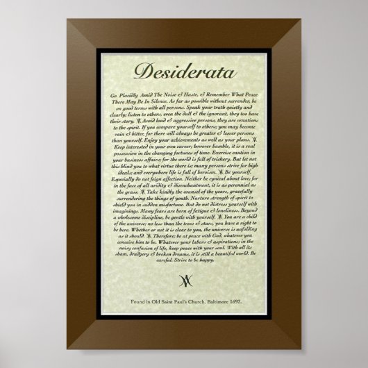 DESIDERATA Gedicht von Max Ehrmann Poster (Vorne)