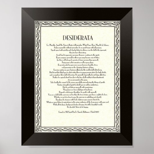 DESIDERATA Gedicht von Max Ehrmann Poster (Vorne)