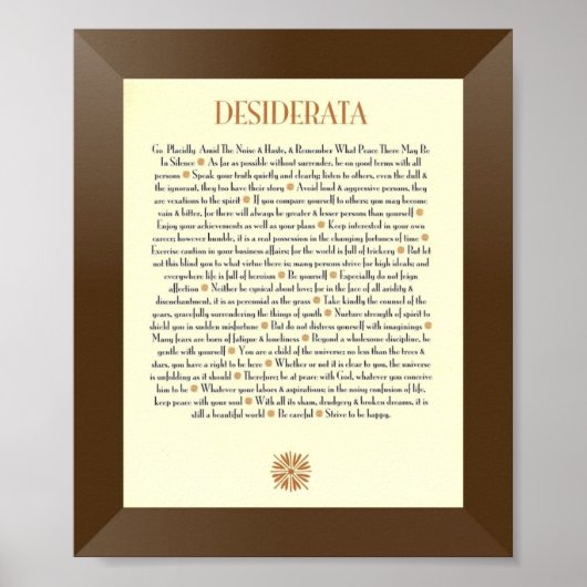 DESIDERATA Gedicht von Max Ehrmann Poster (Vorne)
