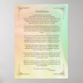 Desiderata Gedicht von Max Ehrmann Poster (Vorne)