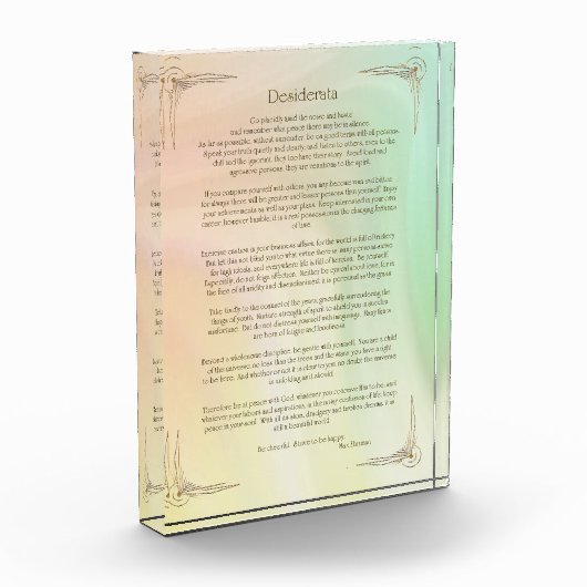 Desiderata Gedicht von Max Ehrmann Poster Fotoblock (Links)
