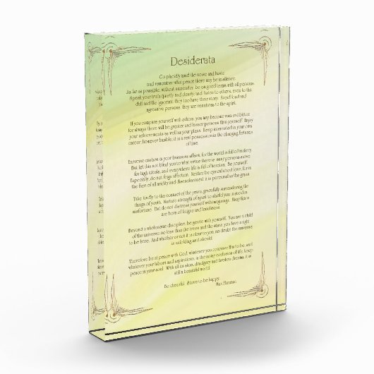 Desiderata Gedicht von Max Ehrmann Poster Fotoblock (Links)
