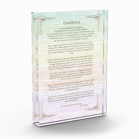 Desiderata Gedicht von Max Ehrmann Poster Fotoblock (Links)
