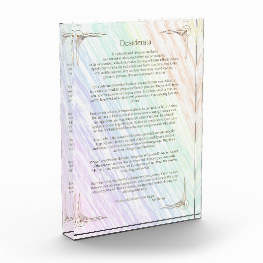 Desiderata Gedicht von Max Ehrmann Poster Fotoblock (Links)